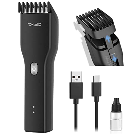 YOHOOLYO Hair Clipper for Men Cordless Electric Hair Trimmer with All in One Comb, Two Speeds Mode, Fast Charging, Suit for Home and Salons