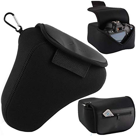 Camera Pouch Case Protective Pouch Camera Bag with Neoprene Protection (Black) for Nikon, Canon, Olympus, Panasonic, Pentax, Samsung, Sony and Others More