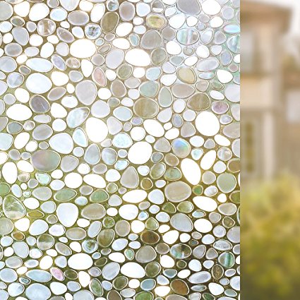 Rabbitgoo Privacy Window Film Decorative Window Film Static Cling Window Film 23.6in. By78.7in. 3D Pebble Glass Film for Home Kitchen Bedroom