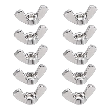 uxcell #10-32 Wing Nuts 304 Stainless Steel Shutters Butterfly Nut Hand Twist Tighten Fasteners Parts 10pcs