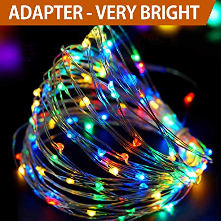 Bright Zeal 33' Very Bright LED Christmas String Lights Multi Color - Indoor Multi Colored Christmas Lights - LED String Lights Plug in Multicolor with Timer - LED Christmas Tree Lights Multi Color