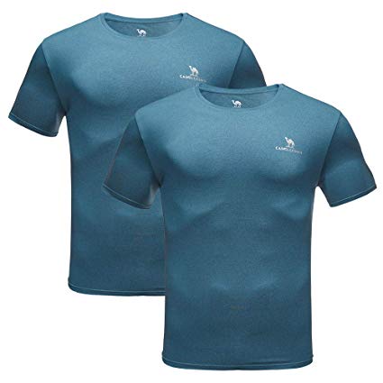 Camel 2 Packs Sport T-Shirt Fashion Short Sleeve Tees Breathable Athletic Crewneck Pullover for Men and Women