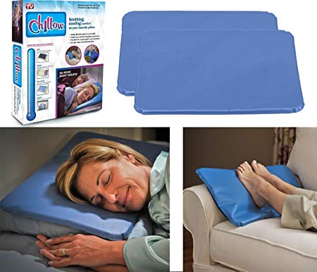 Chillow Cooling Pillow Pad Insert Comfort Sleeping Therapy As Seen On Tv, 2 Pack