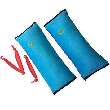2 Car Seat Belt Pillows for Kids with 2 Seatbelt Clip - Headrest Neck Support Pads - Washable Covers - Adjust Vehicle Seat Belt Cushion for Children