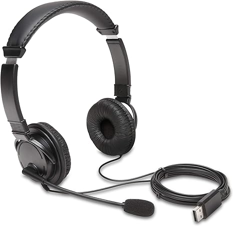 Kensington Hi-Fi USB-A Headphones with Microphone, Black