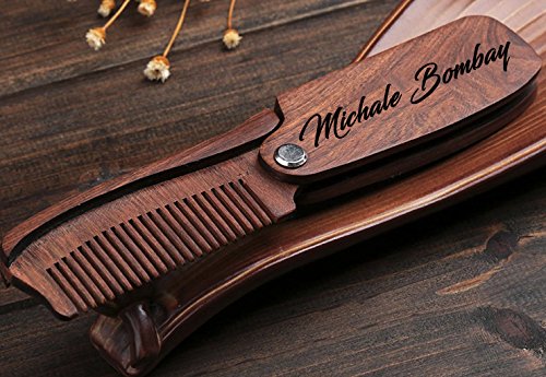 Personalized Folding Wooden Comb - Men's Beard, Mustache & Hair