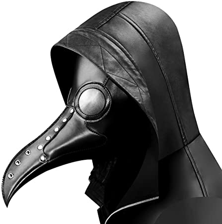 ThinkTop Plague Doctor Bird Mask Long Nose Beak Cosplay Steampunk Halloween Costume Props Festival Party Black