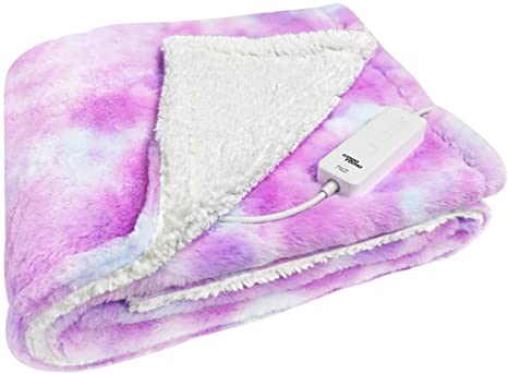 GOQOTOMO Electric Heated Blanket 50" x 60" Throw Wrap with 3 Heating Levels-Pink Tie dye