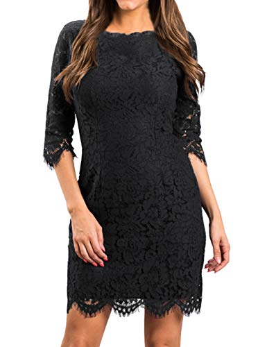 MEROKEETY Women's Sleeveless Lace Floral Elegant Cocktail Dress Crew Neck Knee Length for Party