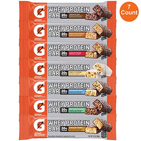 Gatorade Whey Protein Bars, 7 Bar Sampler Variety Pack, 2.8 oz bars