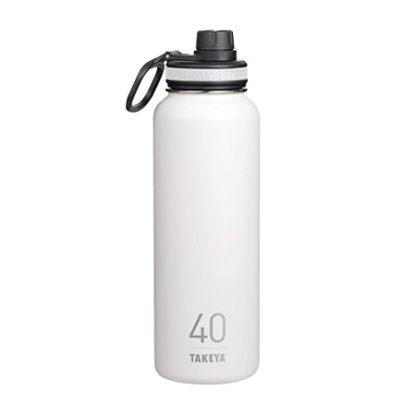 Takeya ThermoFlask Insulated Stainless Steel Water Bottle, 40 oz, Snow