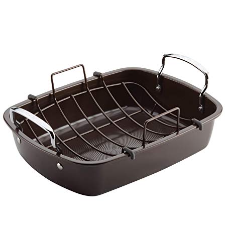 Circulon 47111 17" x 13" Steel Roaster 17"x13" with Rack Chocolate Brown