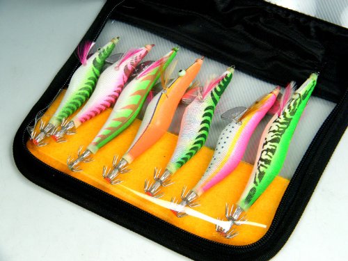7x #2.5# 3.0# 3.5# Mixed Size Wrapped Prawn Lure Octopus Shrimp Wood Baits Lures Octopus Squid Jig Fishing Hooks
