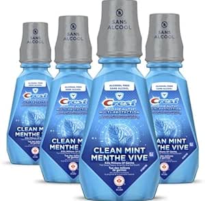 Crest Pro-Health Multi-Protection Alcohol Free Mouthwash with CPC (Cetylpyridinium Chloride), Clean Mint, 4X500 mL