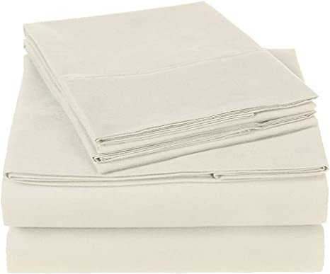Queen Size Sheets Set - 4 Piece Set - Hotel Luxury Bed Sheets - Extra Soft - 10" Deep Pockets - Easy Fit - Breathable & Cooling - Comfy -Ivory Solid Bed Sheets - 100% Cotton Sheets - 4 PC
