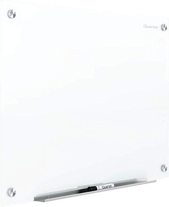 Quartet Glass Whiteboard, Magnetic Dry Erase White Board, 4' x 3', Frameless, Brilliance White (G24836W)