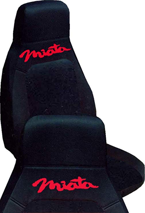 Designcovers 1990 to 1998 Mazda Miata Seat Covers 12 Color Option (Black-Miata in Red)