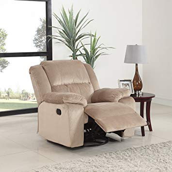 Oversize Brush Microfiber Rocker and Swivel Recliner Living Room Chair (Beige)