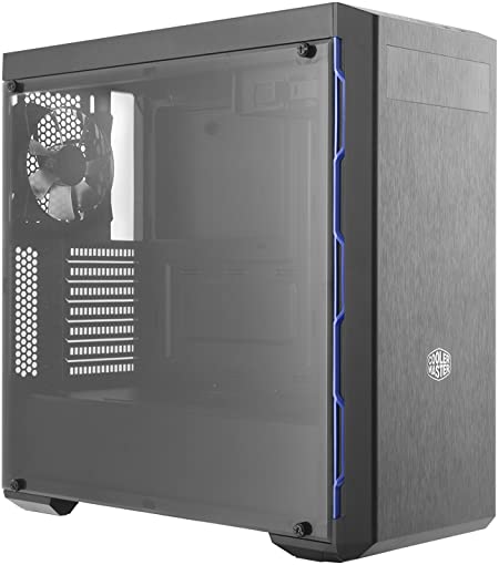 Cooler Master MasterBox MB600L with ODD, Blue trim Computer Case 'Brushed Front Panel, PSU Shroud, Window Side Panel' MCB-B600L-KA5N-S01