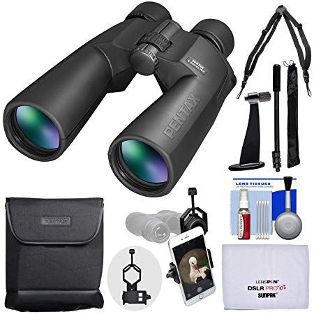 Pentax SP 20x60 WP Waterproof Binoculars & Case with Harness Strap   Smartphone Adapter   Monopod   Kit