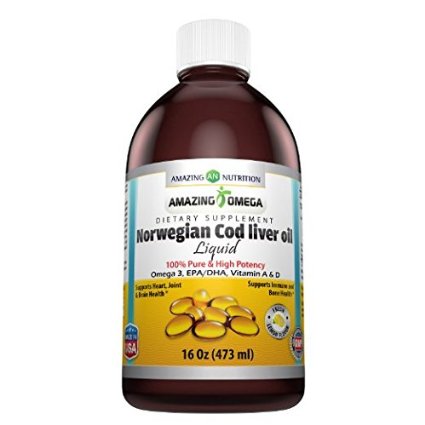 Amazing Nutrition Norwegian Cod Liver Oil - 16 Oz (473 Ml) * Purest & Best Quality Cod Liver Oil, Extracted Under Strict Quality Standards From Around the Waters of Norway * Rich in Omega-3 Fatty Acids, Vitamin a & Vitamin D * Supports Heart Health, Brain Health, Immune Health, Bone Health & Overall Well-being * Fresh Orange Flavor to Avoid Cod Livery Aftertaste (Fresh Lemon)