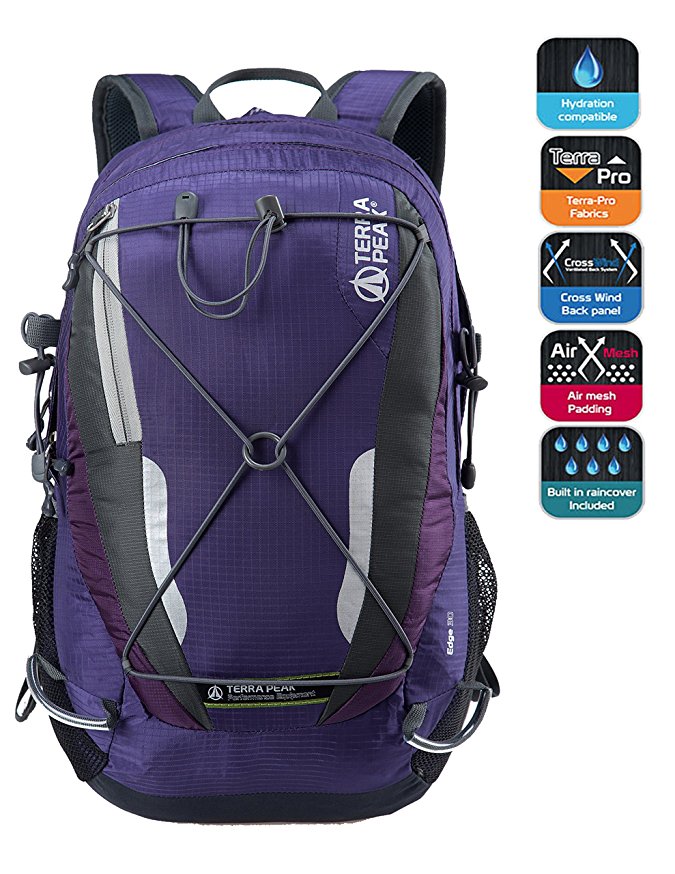 TERRA PEAK Cycling Hiking Backpack Water Resistant Travel Backpack Lightweight Daypack 30L