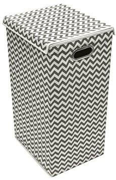 Sorbus Laundry Hamper Sorter with Lid Closure – Foldable Hamper, Detachable Lid, Portable Built-In Handles for Easy Transport – Single (Printed Chevron Gray Interior)