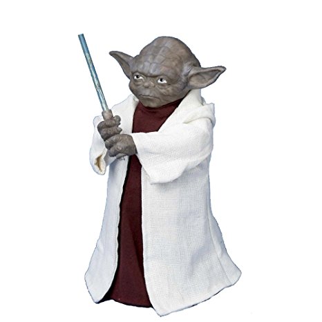 Star Wars Battery Operated Yoda With LED Light Saber and On/Off Button Tree Topper - Uses 3 "AA" Batteries (Not Included)