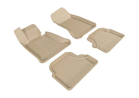 3D MAXpider Complete Set Custom Fit All-Weather Floor Mat for Select BMW 5 Series (E60) Models - Kagu Rubber (Tan)