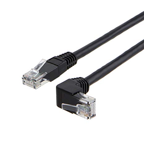 CableCreation Angle CAT6 Ethernet Patch Cable(10 Feet), Downward Angled LAN Cable with 50U”Gold Plated Contact, Black Color