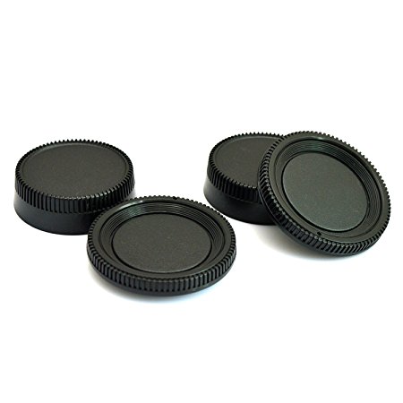 VONOTO 2 Set Lens Cover and Camera Body Cap Set for Nikon DSLR (Black)