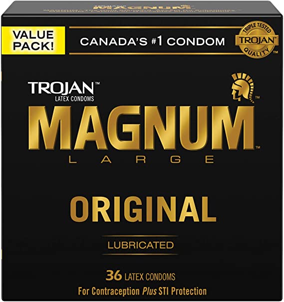TROJAN Magnum Large Size Lubricated Latex Condoms, 36 Count