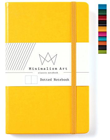 Minimalism Art | Classic Notebook Journal, Size: 5" X 8.3", A5, Yellow, Dotted Grid Page, 240 Pages, Hard Cover/Fine PU Leather, Inner Pocket, Quality Paper - 80gsm | Designed in San Francisco