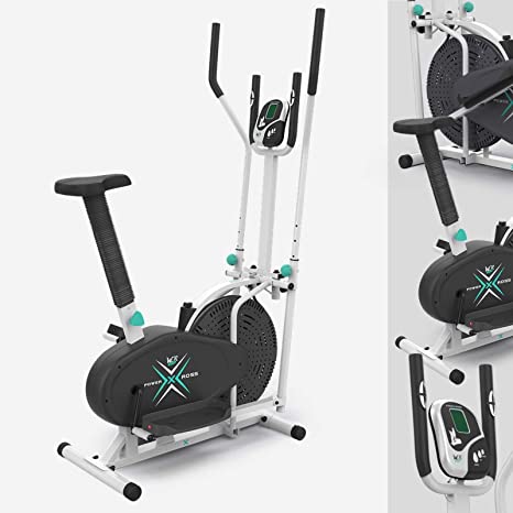 We R Sports Deluxe 2-IN-1 Cross Trainer & Exercise Bike Fitness Cardio Workout With Seat