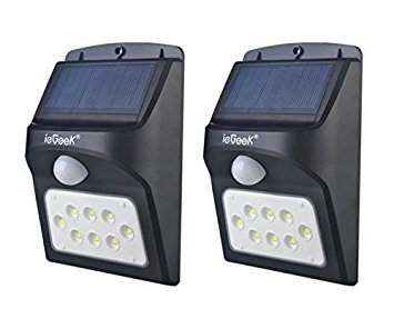 [NEW ARRIVAL] ieGeek Super Bright 8 LED Solar Powered Outdoor Light Wireless Weather-Proof and Auto Light Status Adjustment Security Light for Garden (2 Pack)