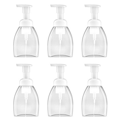 BPA Free Liquid Hand Soap Dispenser w/ Foaming Pump - Empty Containers are Perfect for Castile Soap on Kitchen and Bathroom Countertops Great for Kids - Refillable and Eco Friendly (6 pack)
