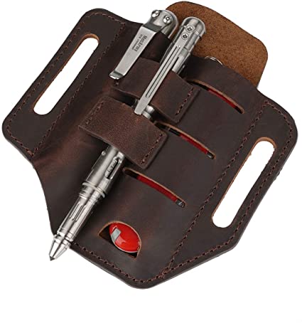 VIPERADE PJ13-S Small Multitool EDC Leather Sheath, Knife Sheath/Flashlight Holster for Leatherman/Gerber/Victorinox Swiss Army Multitool, Organizer Sheath for Knife/Flashlight/Tactical pen (Brown)