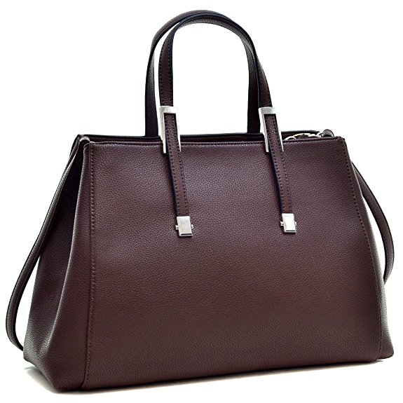 Dasein Classic Faux Leather Satchel Briefcase Handbag, Tablet, iPad Bag