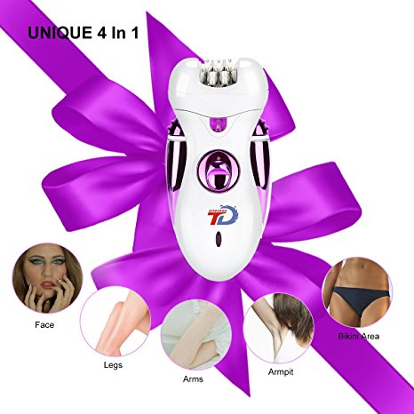 [4 In 1]Women's Epilator,Bikini Trimmer Shaver,Electric Face Hair Removal,Multi-Functional Kit,Ladies Razor Rechargeable for Leg Arm Armpit Bikini Line Callus - Christmas Gifts
