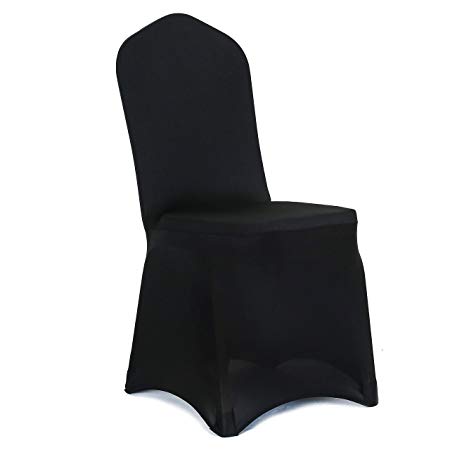Obstal 10 PCS Black Spandex Dining Room Chair Covers for Living Room - Universal Stretch Chair Slipcovers Protector for Wedding, Banquet, and Party