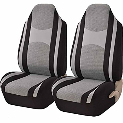 U.A.A. Inc. Mesh Honeycomb Front High Back Bucket Seat Covers Set (Gray)