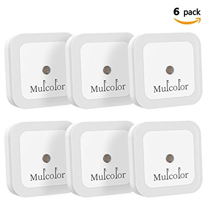 【Pack of 6】Mulcolor Plug In Night Light Bed Light Night Light with Dusk to Dawn Sensor for Bedroom, Stairwells, Hallway