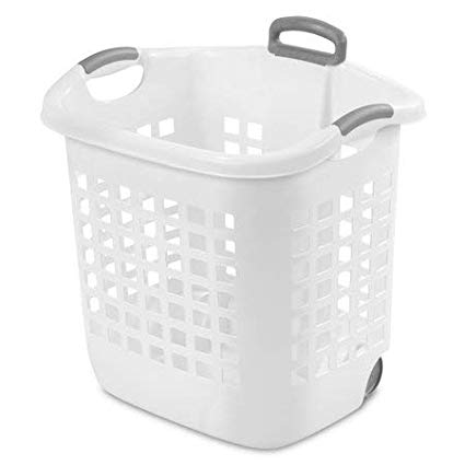 STERILITE 1.75 Bushel Wheel Laundry Basket, White (Available in Case of 4 or Single Unit)