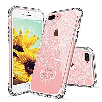 iPhone 7 Plus Case, iPhone 7 Plus Case Clear, MOSNOVO White Henna Mandala Tattoo Pattern Clear Design Back with TPU Bumper Protective Case Cover for Apple iPhone 7 Plus (2016)