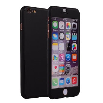 iPhone 6s Plus Case,2win2buy [Full Body] Hybrid Tempered Glass with Acrylic Hard Case Cover Skin For iPhone 6s Plus/iPhone 6 Plus 5.5 inch,Black
