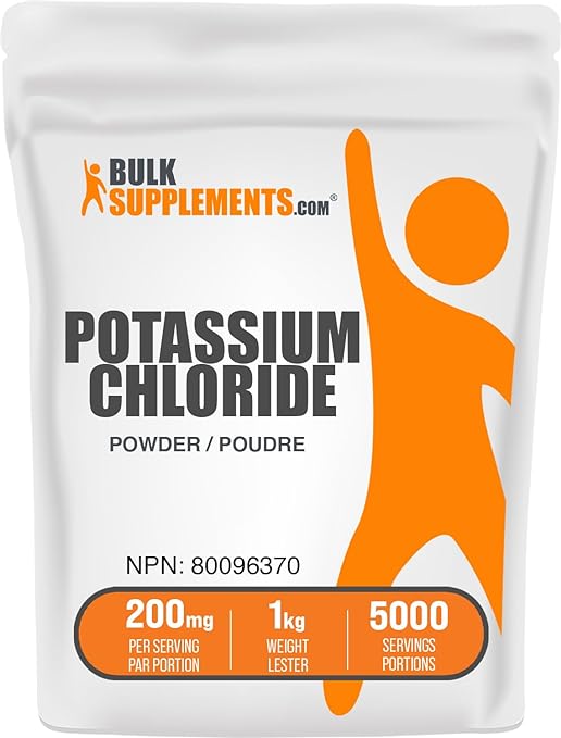 BulkSupplements.com Potassium Chloride Powder | Potassium Chloride Salt Substitute (1 Kilogram)