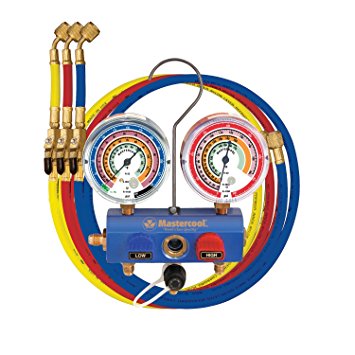 Mastercool (59661) Blue R410A, R22, R404A 2-Way Manifold Set with 3-1/8" Gauges and 60" Hoses