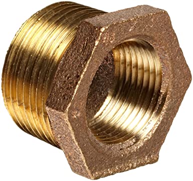 Anderson Metals Brass Threaded Pipe Fitting, Hex Bushing, 1" Male x 3/4" Female