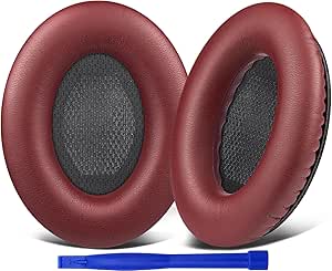 SoloWIT Protein Leather Earpads Cushions for Bose Headphones, Replacement Ear Pads for Bose QuietComfort 15 QC15 QC25 QC2 QC35/Ae2 Ae2i Ae2w/SoundTrue & SoundLink Around-Ear Series - Burgundy&Black