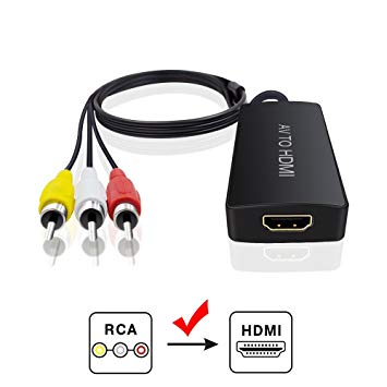 RCA to HDMI, AV to HDMI, Dingsun 3RCA CVBS AV Composite to HDMI Converter Adapter Supports PAL/NTSC, 1080P for VHS, VCR, Old DVD Players